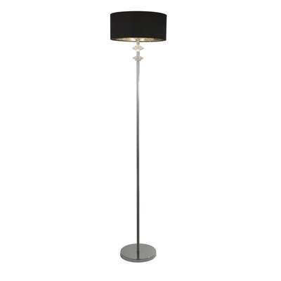 Lampadaire ONTARIO 1x60W E27 Chromé Transparent Noir BOUTICA-DESIGN