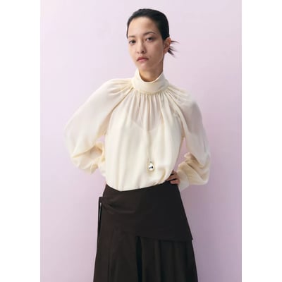 Chemisier col montant semi-transparent MANGO
