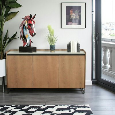 Buffet moderne 3 portes en bois plateau effet béton KINGSTON PIER IMPORT