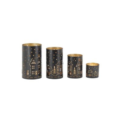 Photophores en métal noir et doré Maison (lot de 4) AUBRY GASPARD