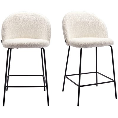 Lot de 2 tabourets de bar en tissu bouclette - ALTA HOMIFAB