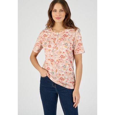 Tee-shirt col rond fantaisie en pur coton DAMART