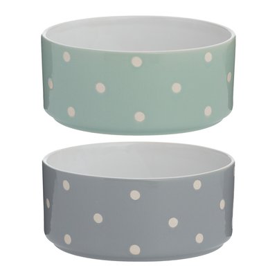 Polka Dot Set Of 2 Dog Bowls 18cm MASON CASH