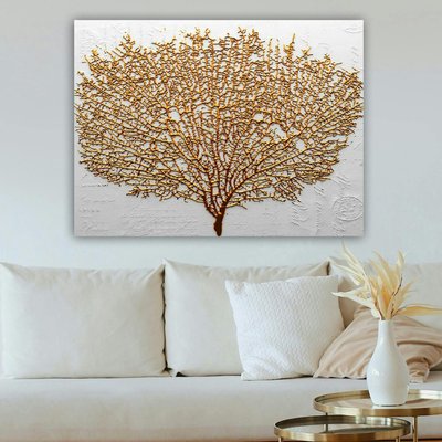 Tableau décoratif blanc et or – arbre texturé PIER IMPORT