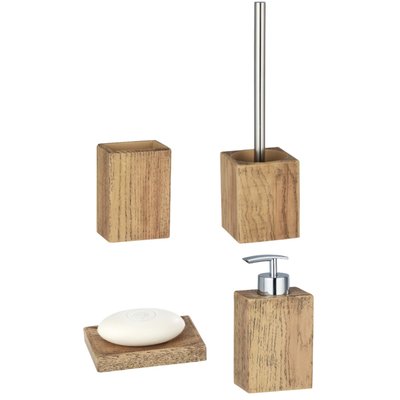 Set accessoires de salle de bain design bois Marla TOILINUX