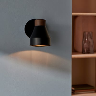 MADE.COM Albert Spot Wall Light in Dark Wood MADE