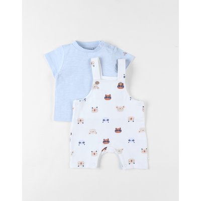 Lot salopette imprimé animalier + t-shirt, clair/écru NOUKIE'S
