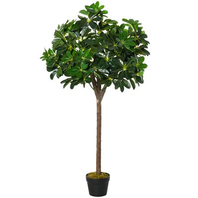 Arbre artificiel Alstonia hauteur 1,2 m tronc branches lichen 693 feuilles réalistes pot inclus OUTSUNNY