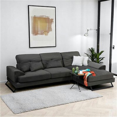 Canapé d'angle anthracite - dossier inclinable, côté droit MILO PIER IMPORT
