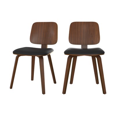 Lot de 2 chaises en bois plaqué noyer et PU - FLOW RENDEZ-VOUS DÉCO