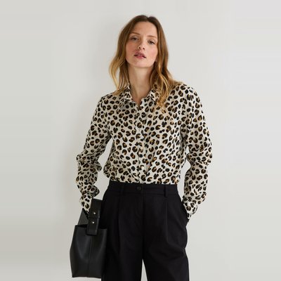 Chemise manches longues imprimée en lin MONOPRIX