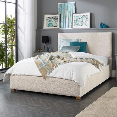 Teddy Bouclé Ottoman Storage Bed with Plain Upholstered Headboard ASPIRE