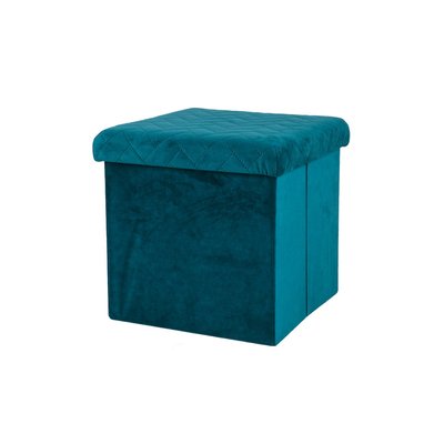 Pouf coffre de rangement velours vert - 37.5x37.5x37.5cm URBAN LIVING