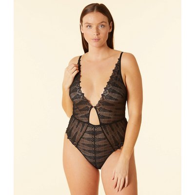 Fabuleuse Plunging Neckline Bodysuit in Lace ETAM