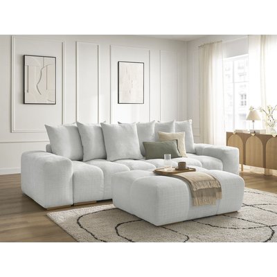 Canapé droit convertible 3 places en tissu texturé avec pouf, ANAKIN BOBOCHIC