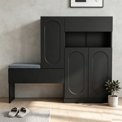 Meuble à chaussures avec banc et rangements, PORCH-C MEUBLES COSY