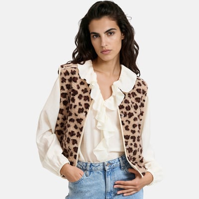Gilet senza maniche in sherpa con stampa leopardata LA REDOUTE COLLECTIONS