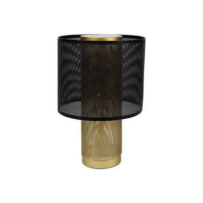 Lampe à poser en métal doré et abat jour noir ajouré OSTARIA