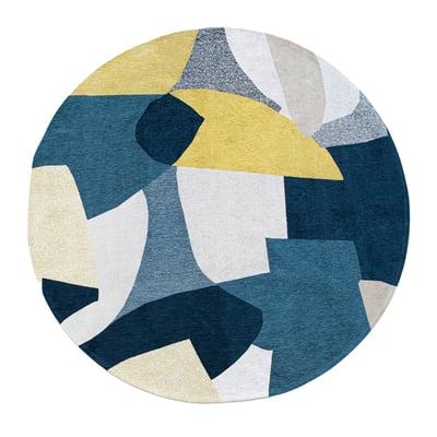 Tapis bleu moderne tissé plat chambre et salon SPOOKY NOVATREND