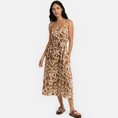 Floral Print Shoestring Strap Midi Dress LA REDOUTE COLLECTIONS