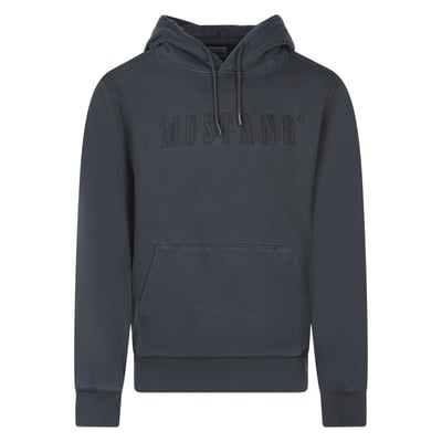 Sweat en coton noir uni avec une coupe droite et un col à capuche MUSTANG