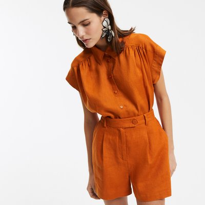 Chemise sans manches en lin, épaules froncées LA REDOUTE COLLECTIONS