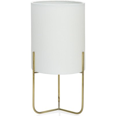 Lampe de table vintage blanche et dorée en tissu et métal RECOLLECTION