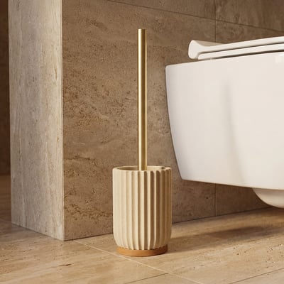 Brosse WC - Résine beige et bois - OCEANO MAISON AUBERTIN