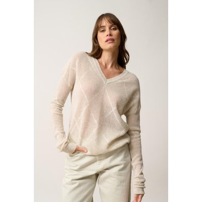 Pull Col V Gris Perle Chiné Capucine JUST CASHMERE
