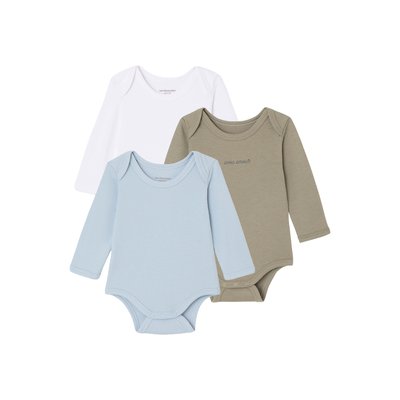 Lot de 3 bodies naissance en maille côtelée et interlock VERTBAUDET