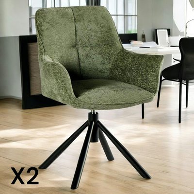 Fauteuil de table pivotant tissu vert (lot de 2) IENA PIER IMPORT