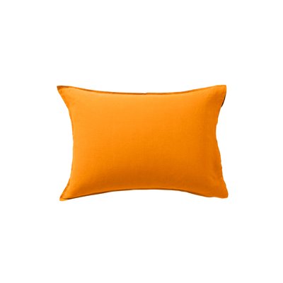 Taie d'oreiller rectangulaire lin lavé SONGE CARRE BLANC