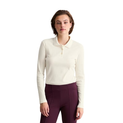 Polo à manches longues, coupe ajustée en jersey côtelé MARC O’POLO DENIM