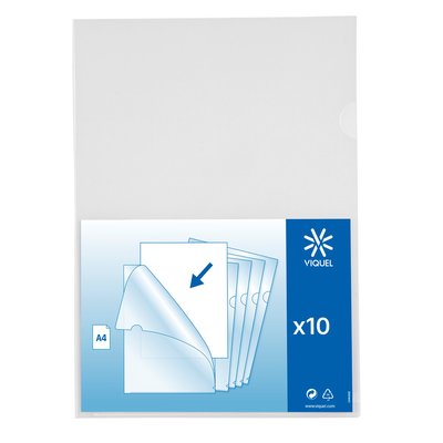 Lot de 100 pochettes coin A4 transparentes en plastique ultra résistant VIQUEL