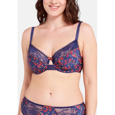 Soutien-gorge Push-up à Armatures Violet Brodé Fleurs - Taille 28A - Neuf Sans étiquette