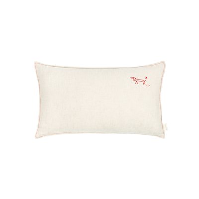 Coussin rectangulaire brodé  L1N0 en lin français lavé NOBODINOZ
