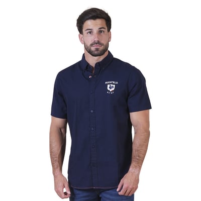 Chemise en coton biologique marine unie pourvue d'un col américain RUCKFIELD