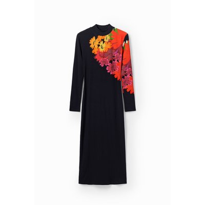 Desigual - Robe midi tissu côtelé fleurs DESIGUAL