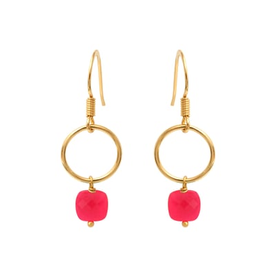 Boucles d'oreilles onyx rose dorées -  fidji CAROLINE NAJMAN