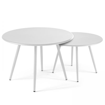 Lot de 2 tables basses gigognes de jardin en métal, PALAVAS OVIALA