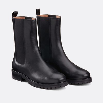 Boots chelsea à semelle crantée en cuir lisse LA REDOUTE COLLECTIONS