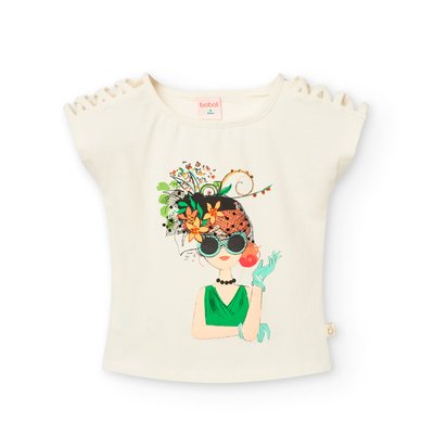 T-shirt avec dessin sur le devant et détail ajouré aux épaules BOBOLI