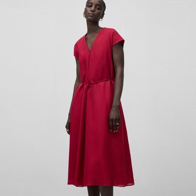 Robe midi en ramie mélangée ADOLFO DOMINGUEZ
