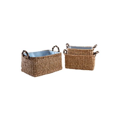 Jardinières rectangulaires en jonc et zinc (lot de 3) AUBRY GASPARD