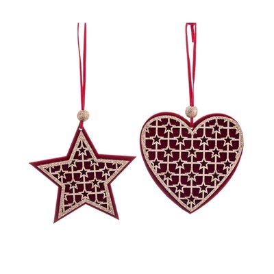 Décoration de Noël en bois Coeur + Étoile - H18cm WADIGA