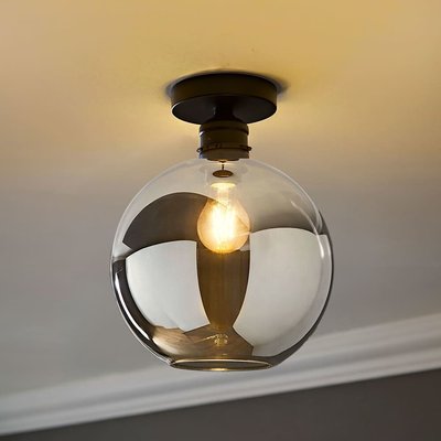 Brady Glass Globe Flush Ceiling Light SO'HOME