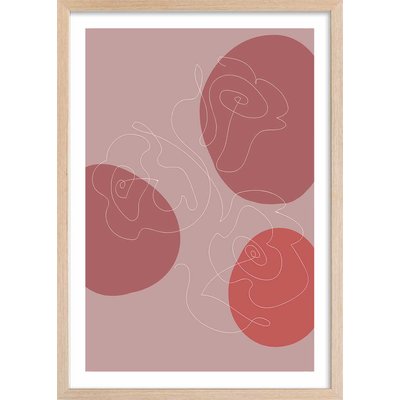 Affiche Line art et courbe rose HEXOA