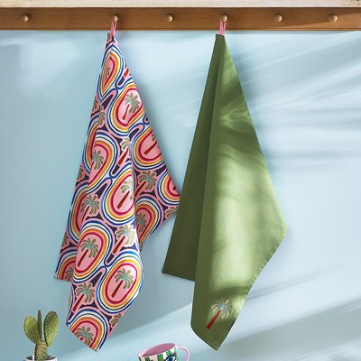 Set of 2 Electric Coast Palm Tree Tea Towels ELEANOR BOWMER