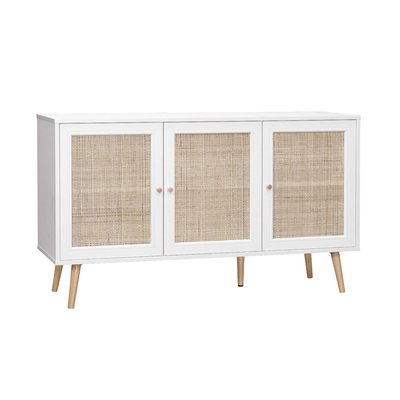 Buffet scandinave effet bois et cannage 3 portes 120cm BOHÈME SWEEEK