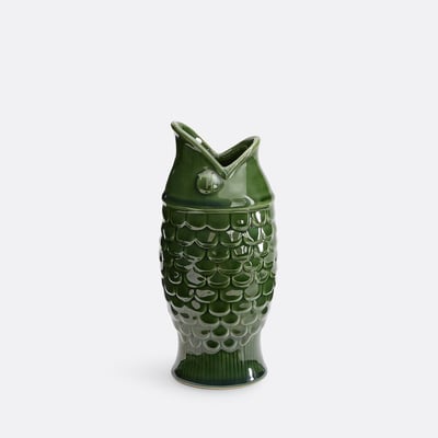 Vase poisson en céramique reliéfée, hauteur 22,2 cm, NÉMÉO LA REDOUTE INTERIEURS
